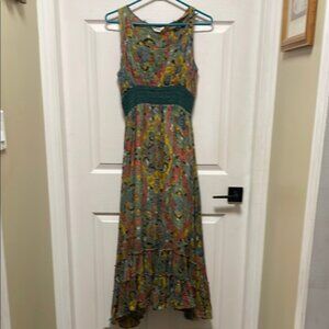 MOSUNTO Colorful Ruffled Hem Maxi 100% Cotton Sleeveless Sundress Size M